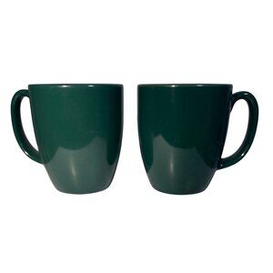 Corelle Stoneware Coffee Mug Hunter Dark Green Lot of 2 Made In Thailand